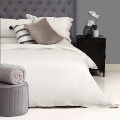 Oxford Satin Stitch Duvet Cover - 400TC - 100% Egyptian Cotton - Ivory