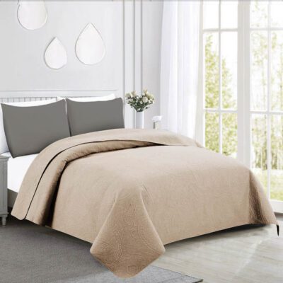 Microsatin Paisley Quilt - 230 x 220 – Nude