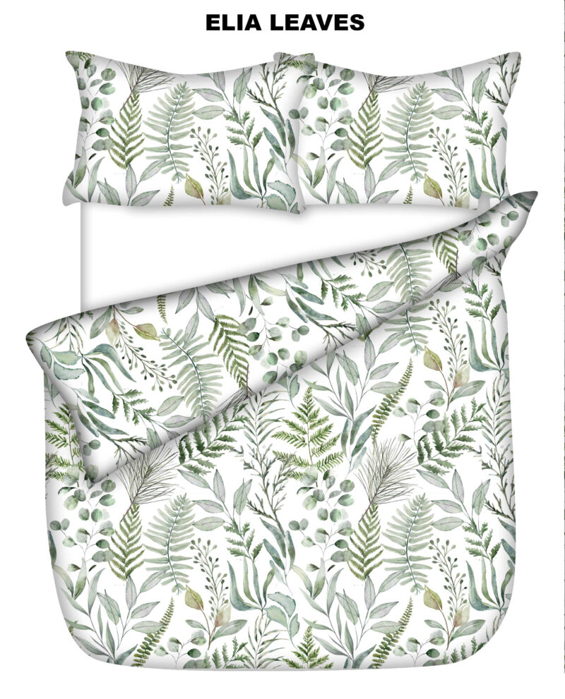Embellished Microfibre Duvet Cover Set - Elia Leaves - Image 2