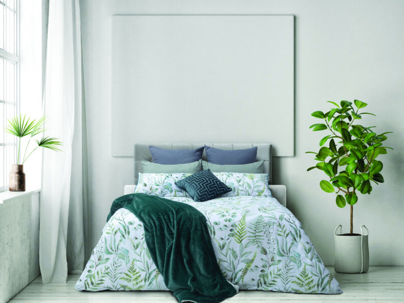 Embellished Microfibre Duvet Cover Set - Elia Leaves
