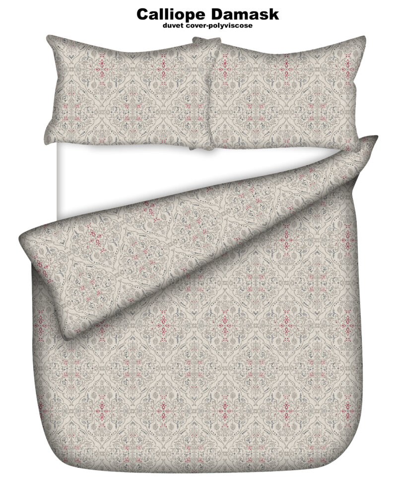 Embellished 144TC Polyviscose Duvet Cover Set - Calliope Damask - Image 2