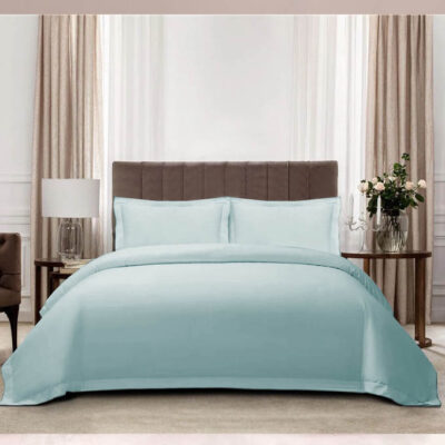 Oxford Satin Stitch Duvet Cover - 400TC - 100% Egyptian Cotton - Crystal Blue